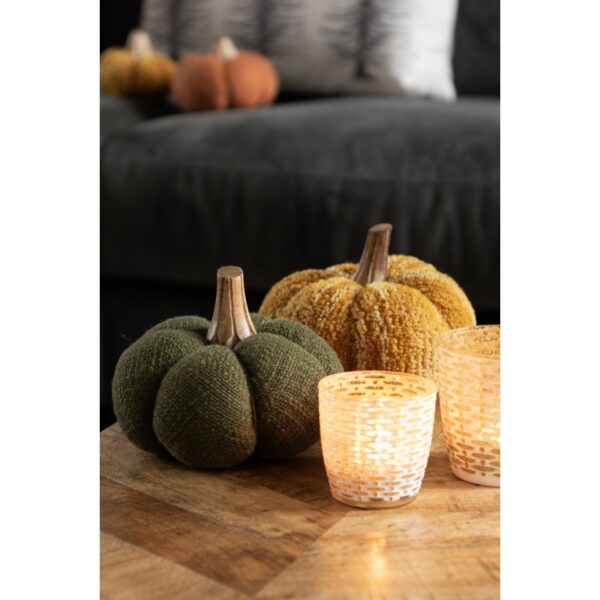 Zucca decorativa in tessuto D15 H13 giallo arancione Clayre & Eef - immagine 4